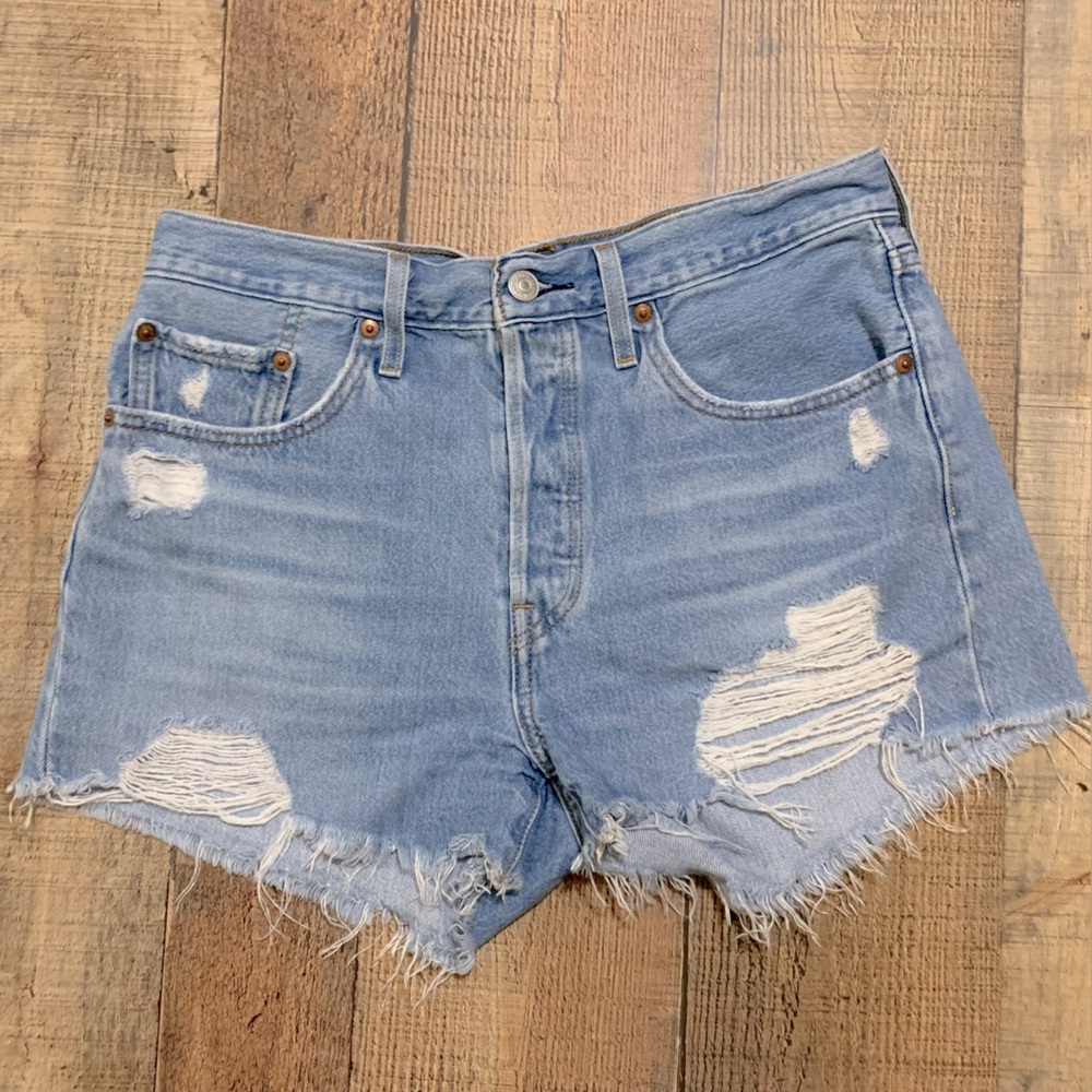 Levi's 501 Cutoff Shorts Womens Size 28 Denim High Rise Button Fly